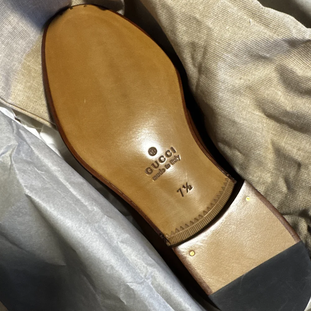 Gucci Men's Tan Leather Horsebit Loafers - Picture 3 of 3